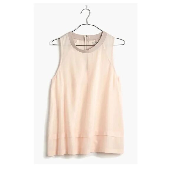 Madewell Silk Incline Tank Light Blush Pink Womens Tank Size XS Silk - Picture 2 of 7